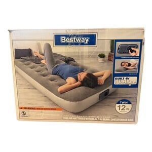Bestway Sleep Twin Air Bed Inflatable Mattress 74x39x12in with built in Pump